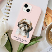 Schattige Modern Shih Tzu Mama gepersonaliseerd Case-Mate iPhone Case