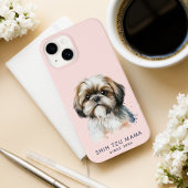 Schattige Modern Shih Tzu Mama gepersonaliseerd Case-Mate iPhone Case
