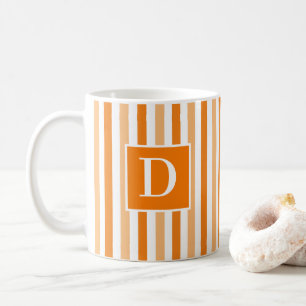 Schattige modern Sinaasappel en wit gestreept Init Koffiemok