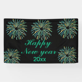 Schattige Modern sprankelend Zwart Gelukkig Nieuwj Spandoek