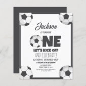 Schattige Modern Voetbal Budget 1e Verjaardagsuitn (Voorkant / Achterkant)