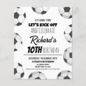 Schattige Modern Voetbal Budget Verjaardagsuitnodi (Voorkant)