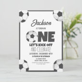 Schattige Modern Voetbal Sport Kinder 1e Verjaarda Kaart (Staand voorkant)