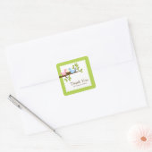 Schattige & Modern Vogelnestneutraal Baby shower Vierkante Sticker (Envelop)