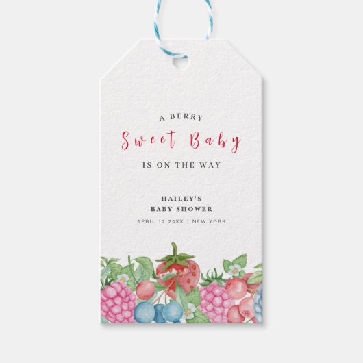 Schattige Modern Wild Berry Sweet Baby shower Cadeaulabel (Voorkant)