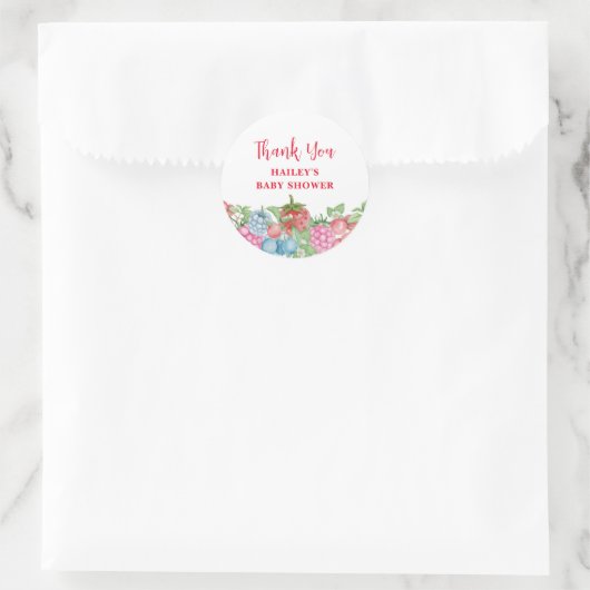 Schattige Modern Wild Berry Sweet Baby shower Ronde Sticker (Tas)