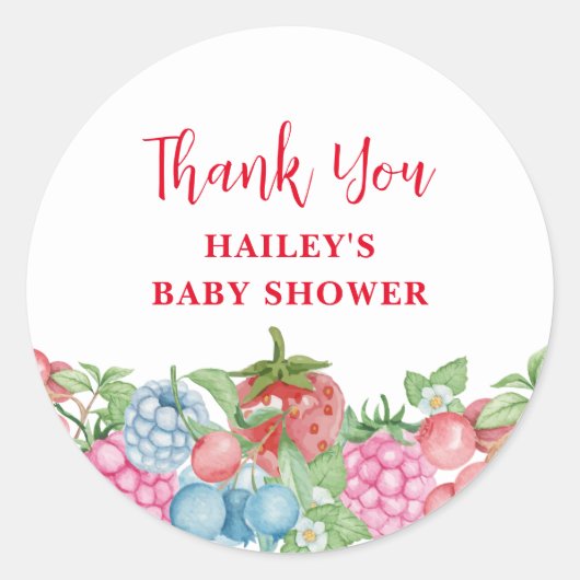 Schattige Modern Wild Berry Sweet Baby shower Ronde Sticker (Voorkant)