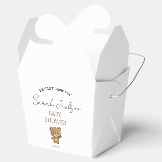 Schattige modern wit neutraal teddybeer Baby showe Bedankdoosjes (Geopend)