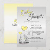 Schattige Modern YELLOW Mama Olifant & Baby shower Kaart (Voorkant / Achterkant)