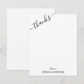 Schattige modern zwart grijs script schuine Bedank Notitiekaartje (Voorkant / Achterkant)