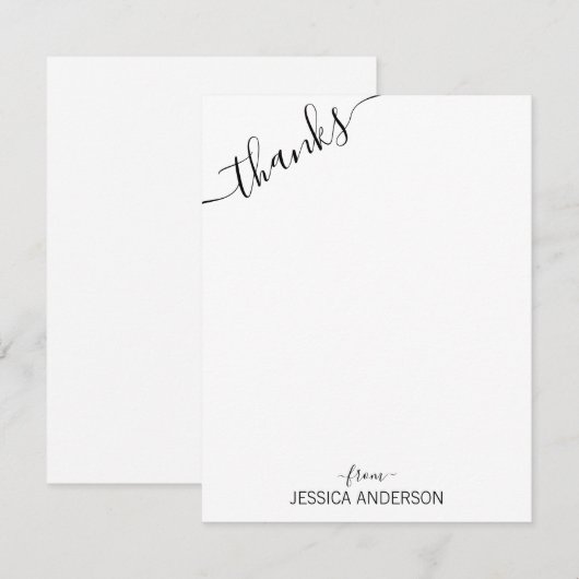 Schattige modern zwart grijs script schuine Bedank Notitiekaartje (Voorkant / Achterkant)