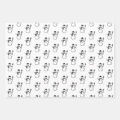 Schattige Modern Zwart Sneeuwman Kerstbomen Script Inpakpapier Vel (Voorkant 3)