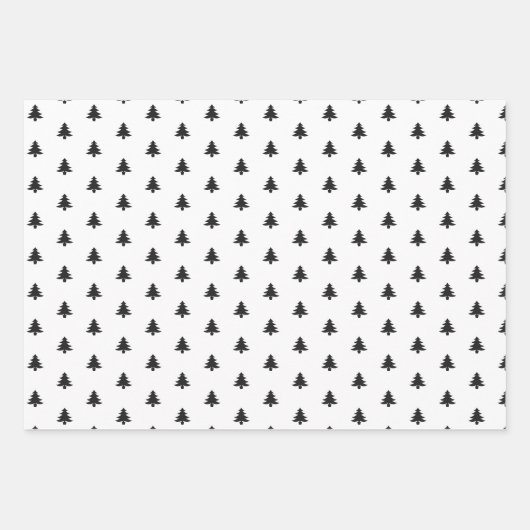 Schattige Modern Zwart Sneeuwman Kerstbomen Script Inpakpapier Vel (Voorkant 2)