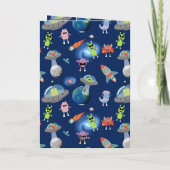 Schattige Moderne Alien Monster Ruimte Kinderen Ve Kaart (Achterkant)