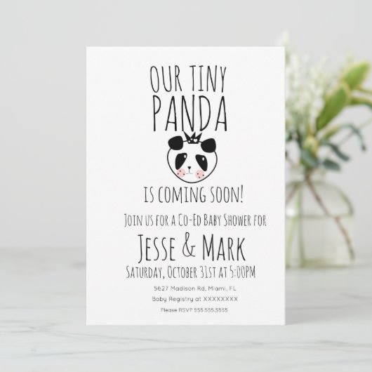 Schattige Moderne Baby Panda Baby Shower Kaart (Staand voorkant)