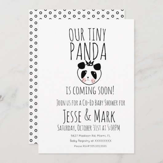Schattige Moderne Baby Panda Baby Shower Kaart (Voorkant / Achterkant)