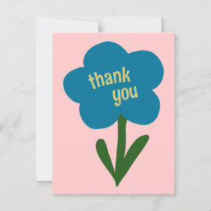 Schattige moderne bloem blauw en roze dank je briefkaart