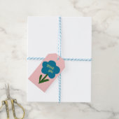Schattige moderne bloem blauw en roze dank je wel cadeaulabel (Met Touw)