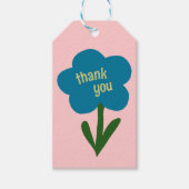 Schattige moderne bloem blauw en roze dank je wel cadeaulabel (Voorkant)