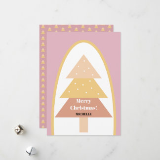 Schattige Moderne Blush Kerstboom  Feestdagenkaart