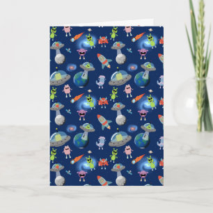 Schattige Moderne Buitenaardse Monsters Ruimte Kin Kaart