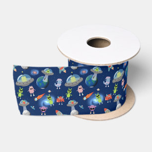 Schattige moderne buitenaardse monsters ruimte kin satijnen lint