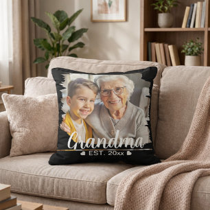 Schattige Moderne Elegante Oma Persoonlijke Foto Kussen