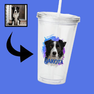 Schattige moderne en leuke blauwe Border Collie-ho Acryl Drinkbeker