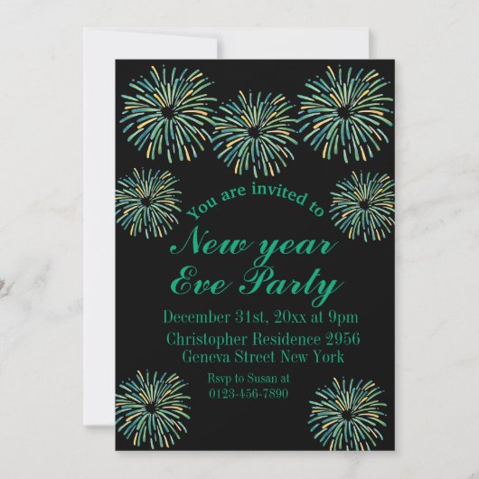 Schattige Moderne Glanzende Zwarte Oud en Nieuw Fe Kaart (Voorkant)