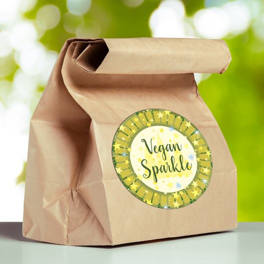    Schattige moderne groene sterren vrolijke vegan Ronde Sticker