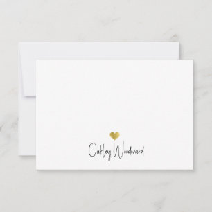 Schattige moderne handgeschreven script naam goude notitiekaartje