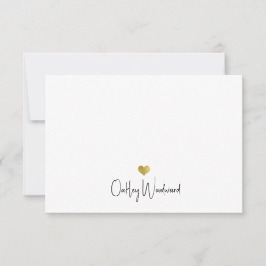 Schattige moderne handgeschreven script naam goude notitiekaartje (Voorkant)