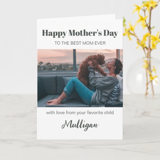 Schattige moderne huisdier-moeder moedersdag kaart (Gele Bloem)