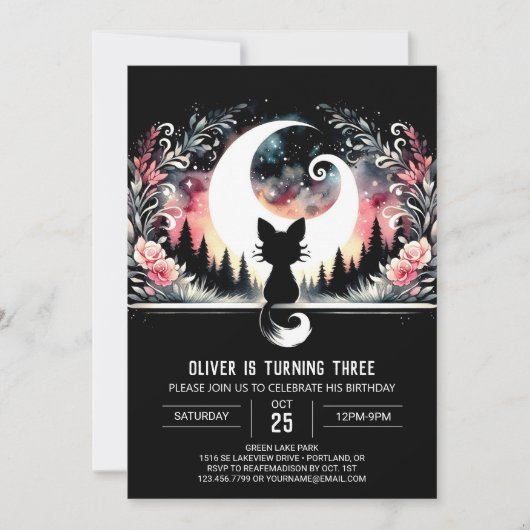 Schattige moderne kattenverjaardag kaart (Voorkant)