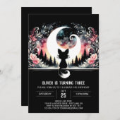 Schattige moderne kattenverjaardag kaart (Voorkant / Achterkant)