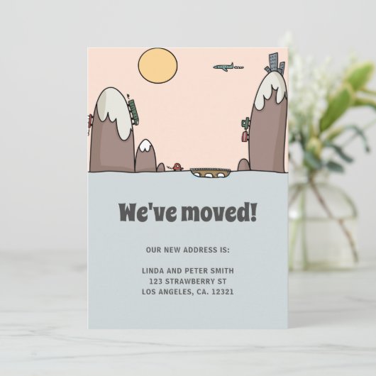 Schattige moderne nieuwe adres grote verhuizing  aankondiging (Staand voorkant)