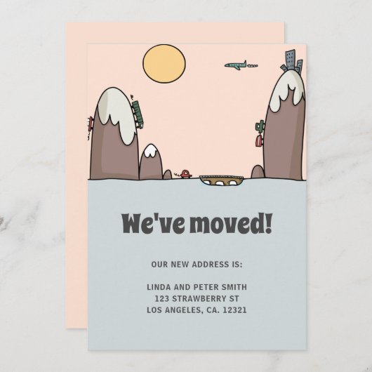 Schattige moderne nieuwe adres grote verhuizing  aankondiging (Voorkant / Achterkant)