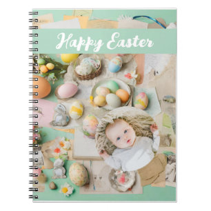 Schattige moderne Paas collage scrapbook foto Notitieboek