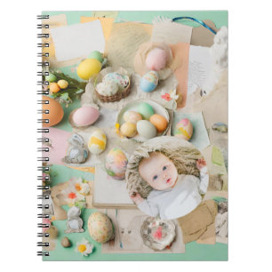 Schattige moderne Paas collage scrapbook foto Notitieboek
