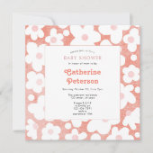 Schattige moderne retro roze daisy bloem kaart (Voorkant)