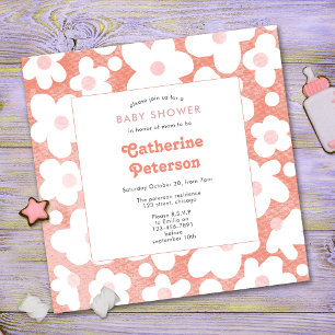 Schattige moderne retro roze daisy bloem kaart