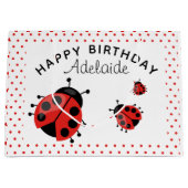 Schattige moderne rode lieveheersbeestje gepersona groot cadeauzakje (Voorkant)