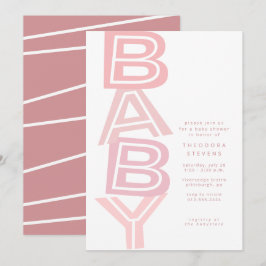 Schattige moderne roze baby girl shower kaart