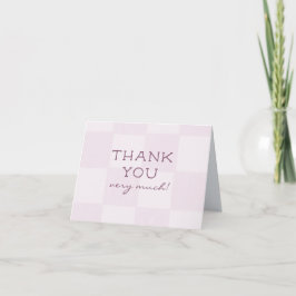 Schattige Moderne Roze Geruite Baby Shower Bedankkaart