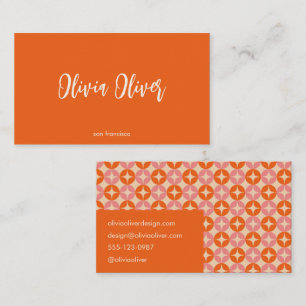 Schattige moderne roze oranje script kalligrafie h visitekaartje