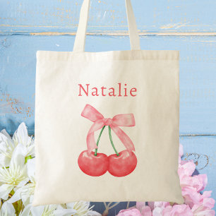 Schattige Moderne Roze Strik Kersen Kinderen Tote Bag