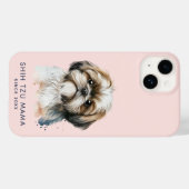 Schattige Moderne Shih Tzu Mama Persoonlijk Case-Mate iPhone Case (Achterkant (horizontaal))