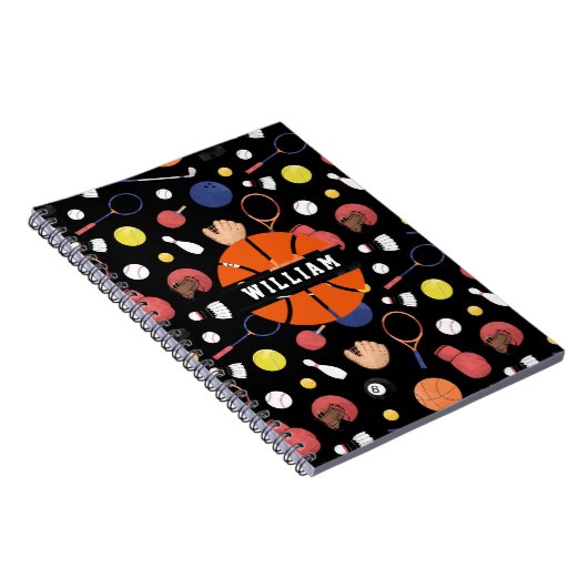 Schattige moderne sport kampioen aangepaste kinder notitieboek (Rechterzijde)