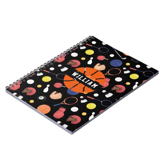 Schattige moderne sport kampioen aangepaste kinder notitieboek (Linkerzijde)