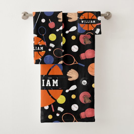 Schattige moderne sportkampioen op maat zwarte kid bad handdoek (Insitu)
